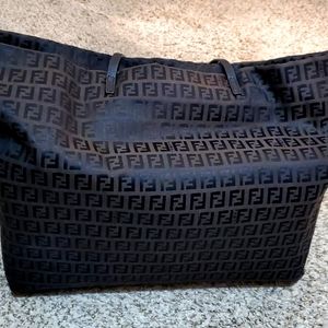 Authentic Fendi FF Logo Zucchino Tote with bag shaper